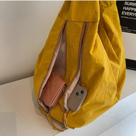 Lightweight Slouchy Beach Bag for Women - Trendy Nylon Hobo Purse Essentials - Picture 6 of 7